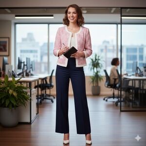 Karl Lagerfeld Blazer 10 Pink Jacket Tweed Pocket Valentine Office Preppy EUC